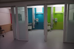 Tampereen yliopistollisen sairaalan uusi D-rakennus kannustaa hoitohenkilökuntaa entistä parempiin tuloksiin. Henkilöstölle ja potilaille iloa tuovat älykkäästi toteutetut, tarkoituksenmukaiset ja kodikkaat tilat. Tämä kuva on Tays Syntymäpaikan raskaana olevien vuodeosastolta. (Kuva: Matti Pulkkinen)