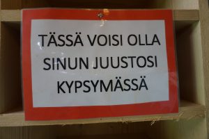 Kuka tahansa voi tilata oman juustokiekkonsa, jonka kypsymistä voi käydä seuraamassa juustotuvan ikkunasta käsin. Peter Dörigin mukaan nimikkojuustojen suosio on kasvava. (Kuva: Matti Pulkkinen)